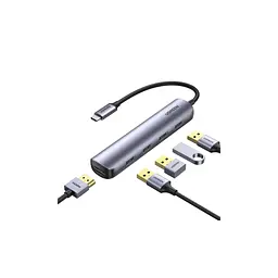 Концентратор Ugreen USB-C to 4xUSB 3.0 + HDMI CM417 gray (20197)