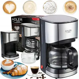 Кавоварка крапельна кавоварка Adler AD 4407 підігрівна платформа стильна Польща 0.7 л 550 Вт - мініатюра 6