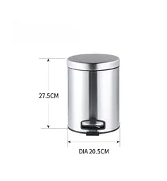 Відро для сміття Mixxus Ellipse-TC0205 SS Color з плавним закриттям, кругле, 5 л, нержавійка (MI7076) - мініатюра 5