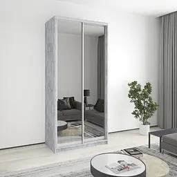 Шафа-купе дводверна MebelStar Стандарт AL 2 Дзеркала 110x60x240 см Бетон (MBS-3889)