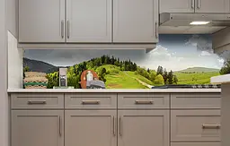 Вініловий кухонний фартух Мандариновий гай наклейка для кухні ПВХ пагорби Природа Зелений Happy Pocket Z181410 - мініатюра 4