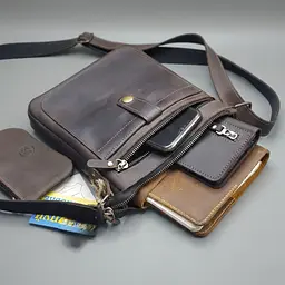 Чоловіча шкіряна сумка планшет GS 22*20*3 см коричнева (ПЛ 001 кор) 200 - мініатюра 4
