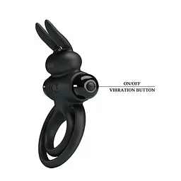 Віброкільце Pretty Love Vibro Penis Ring Bunny III 9.7 см чорний - мініатюра 8