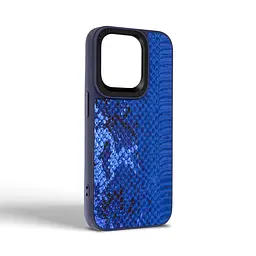 Кожаный чехол для Apple iPhone 14 Pro, Harder Snake Pattern, синий, термополиуретан ТПУ + экокожа с текстурой змеиной кожи, панель, защита корпуса, противоударный, микрофибра, рамка вокруг камеры, защита всего корпуса, (ARM76808) - мініатюра 2