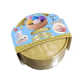 Антистрес Dumpling Пельмень  великий глітер Bun Glitter в пароварці  блакитний з блискітками A-Toys