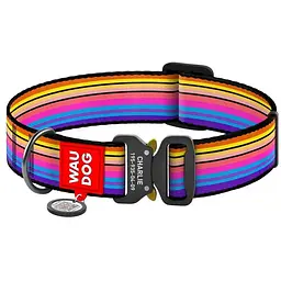 Нашийник для собак Waudog Nylon Лінія 1, з QR паспортом, металева пряжка-фастекс, XXL, 43-70х3,5 см
