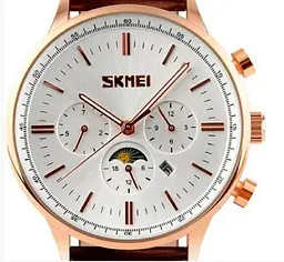 Чоловічий годинник Skmei 9117 Gold Brown класичні - мініатюра 3