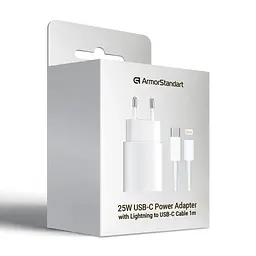Зарядний пристрій для смартфона та планшета, AR-TA800W 25W White з портом USB-C та кабелем USB-C to Lightning в комплекті, підтримка Fast Charge, швидка зарядка для iPhone та iPad, ArmorStandart (ARM77719) - мініатюра 6