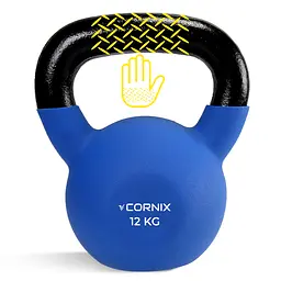 Гиря металева Cornix 12 кг з вініловим покриттям XR-0437 Blue/Black - мініатюра 3
