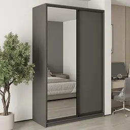 Шафа-купе дводверна MebelStar Стандарт BG ДСП/Дзеркало 150x45x240 см Антрацит (MBS-10125)