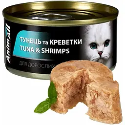 Вологий корм для котів AnimAll з тунцем та креветками 85 г