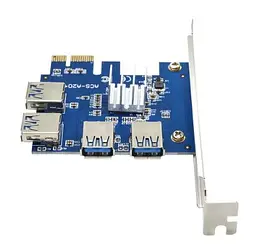 Плата розширення для райзерів Dynamode PCI-E 1x - 16x to 4 PCI-E USB 3.0