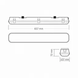 LED світильник IP65 лінійний під лампу 2хТ8 VIDEX 0,6М 220V - мініатюра 13