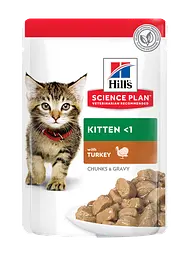 Вологий корм Hill's SP Kitten для котят та кішок у період вагітності та лактації, з куркою та з індичкою, пауч, 85 г х 12 шт. - мініатюра 3