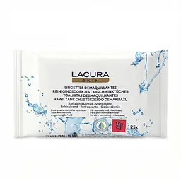 Міцелярні вологі серветки для зняття макіяжу Lacura Skin для нормальної шкіри 25 шт. Косметичні серветки