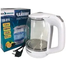 Електрочайник Sea Breeze SB-015 з підсвіткою 1.8 л 1500 Вт Білий/Прозорий - мініатюра 5