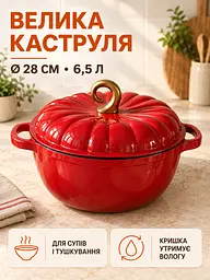 Набір чавунного емальованого посуду 9 предметів для всіх типів плит Червоний (37261110) - мініатюра 4