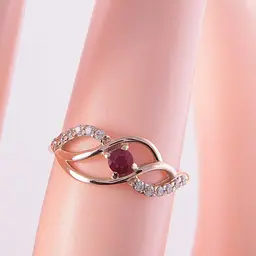 Каблучка з червоного золота з рубіном 18 K-0123 - мініатюра 3