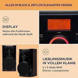 Стереосистема програвач вінілу Auna Franklin 388 DAB+ (10040360) - мініатюра 6