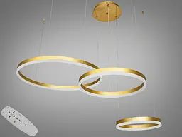 Люстра стельова LED Diasha 1029-600+400+300GD 105W, золото, сучасний стиль, регульована висота, пульт ДУ, для вітальні