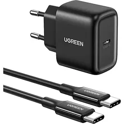 Мережевий зарядний пристрій Ugreen CD250 USB-C 25W PD Charger + Cable USB-C to USB-C 2m Black (50581) [99279]