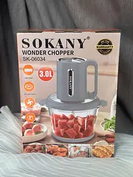 Багатофункціональний блендер подрібнювач Sokany SK-06034 чаша 3л, 800Вт Сірий - мініатюра 10