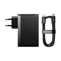 Мережевий зарядний пристрій Baseus GaN5 Pro 3 порта, USB + Type-C 140W Черный (CCGP100201) - мініатюра 3