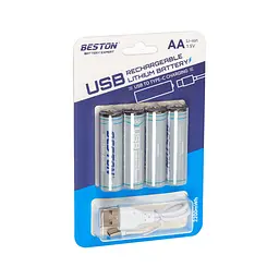 Акумулятор Beston AA USB Type-C 1460mAh 1.5V Li-ion * 4 (2AC-60/AA620265) - мініатюра 1
