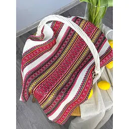 Пасхальний рушник лляний для кошика Грація 70х45 см Червоний - мініатюра 5