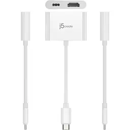 Багатопортовий мультиадаптер J5create JCA152-N, USB-C 2-в-1 билий - миниатюра 3