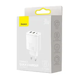 Адаптер живлення 3 порти Baseus 2 USB + Type-C 30 W CCXJ-E02 зарядне швидке - мініатюра 5