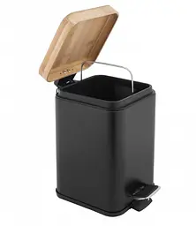 Кошик для сміття Yoka Sido Black Bamboo 3л. для ванної кімнати CH.SIDO-BLK, Чорний матовий - мініатюра 6