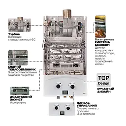 Газова колонка Mixxus GWH-0710 Basic Turbo White турбована 10 л/хв WH0028 - мініатюра 4