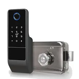 Замок біометричний автономний Trinix TRL-5201BTFW Black Right з Bluetooth, зчитувачем відбитків пальців і карт Mifare (65-00052) - мініатюра 1