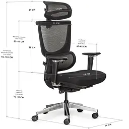 Крісло Mealux S8 Air Fabric Black ( HF-S8P F/B)  - мініатюра 3