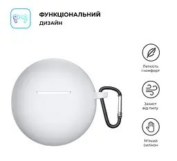 Силіконовий чохол для навушників OPPO Enco Buds2, Hang Case, білий, ультратонкий захисний кейс товщиною 2 мм, захист від подряпин, пилу та ударів, компактний, з карабіном для кріплення, ArmorStandart (ARM71110) - мініатюра 2