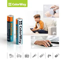 Батарейка ColorWay AAA LR03 Alkaline Power (лужні) * 24шт plastic box (CW-BALR03-24PB) - мініатюра 3