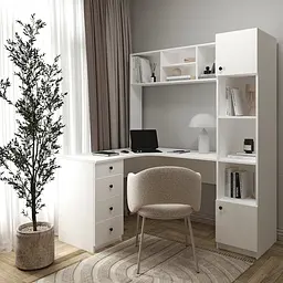 Кутовий письмовий стіл з полицями та шухлядами 1800х1690x1190 мм Білий