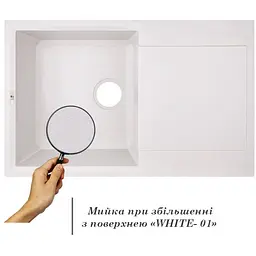 Кухонна мийка Lidz 790x495/230 WHI-01 біла (LIDZWHI01790495230) - мініатюра 8