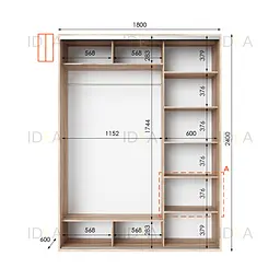 Шафа-купе Idea серія 1 180 x 60 x 240 см Дуб сонома Дзеркало - мініатюра 2