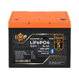 Акумулятор LP LiFePO4 12,8V - 64Ah (820Wh) (BMS 80A/64А) пластик Smart BT