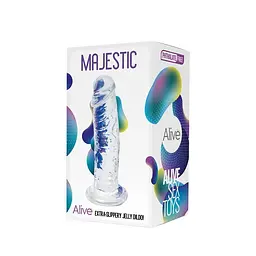 Прозорий фалоімітатор Alive Jelly Dildo Majestic, ТПЕ, присоска, діаметр 3.7 см, довжина 14.7 см - мініатюра 2