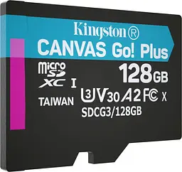 Карта пам'яті KINGSTON microSDXC Canvas Go Plus 128Gb Class 10 UHS-3  [R-170MB/s] + SD адаптер [SDCG3/128GB] [69970] - мініатюра 3