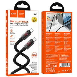 Дата кабель Hoco U143 Joy Type-C to Type-C 240W (1.2m) Black - мініатюра 2