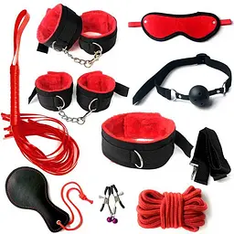 BDSM набір із 10 предметів для ігор екошкіра Чорний - мініатюра 2