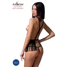 Комплект білизни INDRA Set OpenBra black - Passion Exclusive: стрінги портупея з бахромою L/XL - мініатюра 2