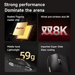 Бездротова ігрова миша MCHOSE K7 Ultra / Три режими підключення / PAW3950 / 42 000 DPI / Black - мініатюра 4