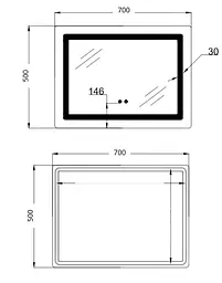 Дзеркало Lidz Kubis (KU2) 700х500 мм, прямокутне, з LED-підсвічуванням Touch, антизапотіванням, димером, регулюванням яскравості LD78LF90448486 - мініатюра 7