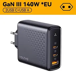 Зарядний пристрій адаптер живлення Voltme 140W GaN V1152 чорний (вилка EU) - мініатюра 2