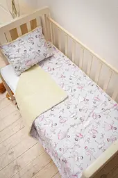 Теплий комплект у дитяче ліжечко з овчиною для малюків 2 предмети (ковдра, подушка) BST Сірий з рожевим